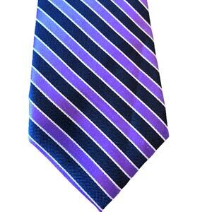 Tommy Hilfiger Striped silk tie purple navy Repp Preppy Frat Business Corporate